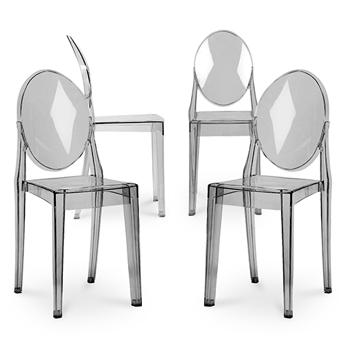  Buy Pack of 4 Dining Chairs Transparent - Victoria Queen Grey transparent 16459 - in the EU