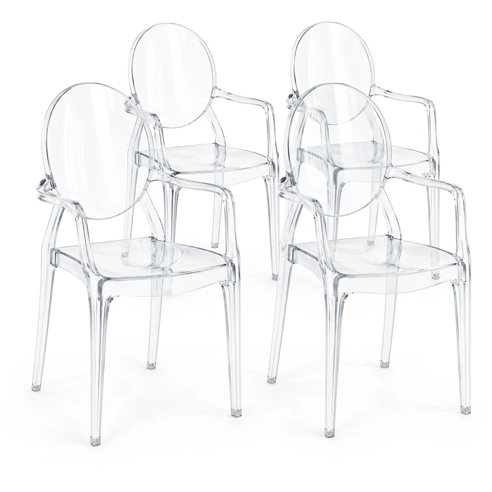 Pack of 4 Dining Chairs - Transparent - Design with Armrests - Arthur image 8