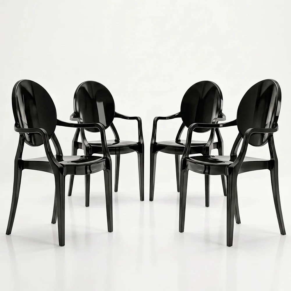 Pack of 4 Dining Chairs - Transparent - Design with Armrests - Arthur image 8
