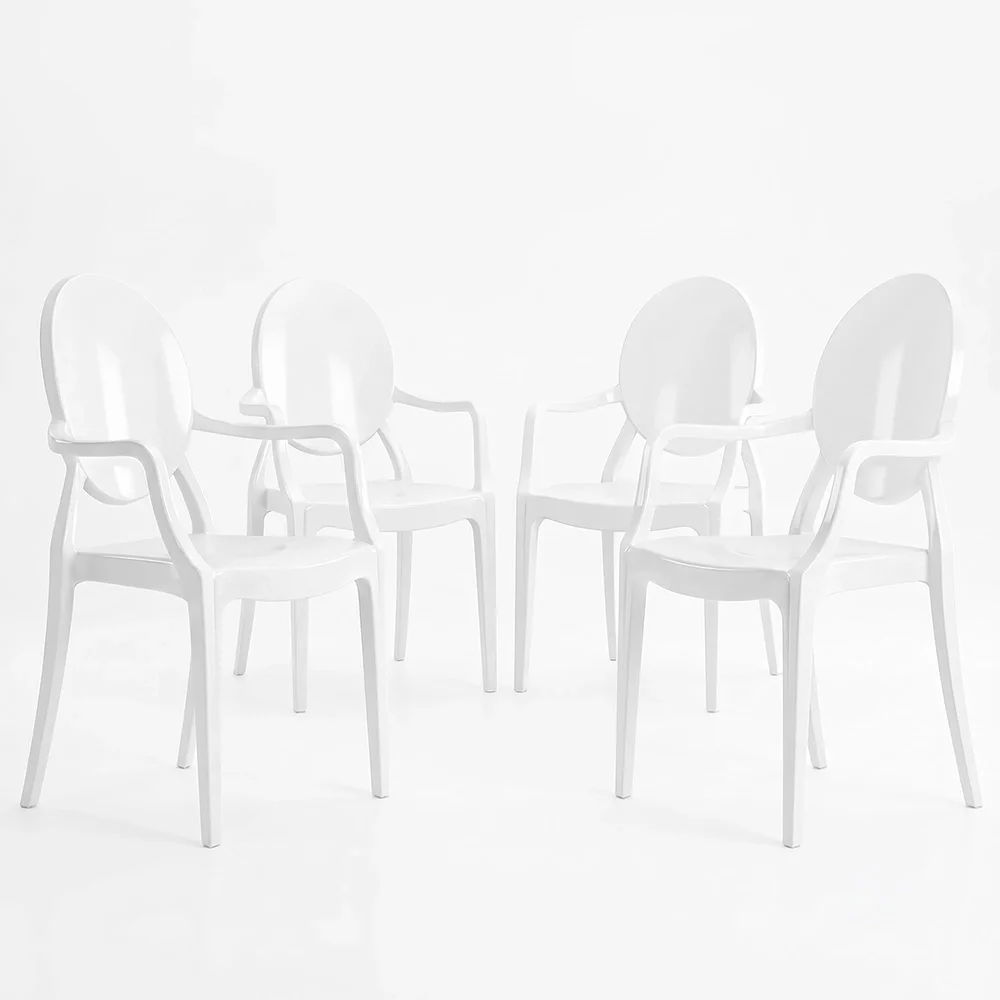 Pack of 4 Dining Chairs - Transparent - Design with Armrests - Arthur image 8