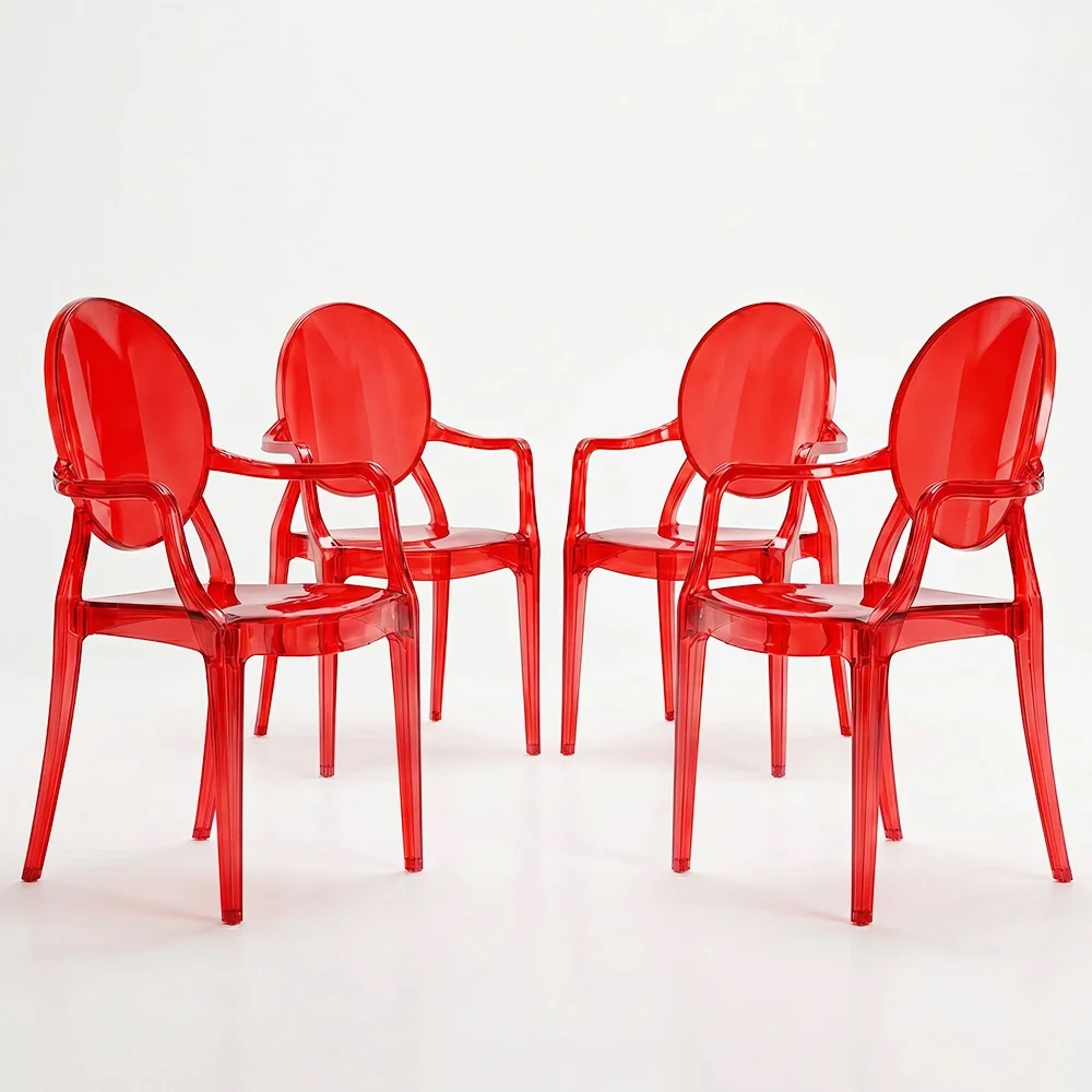 Pack of 4 Dining Chairs - Transparent - Design with Armrests - Arthur image 8