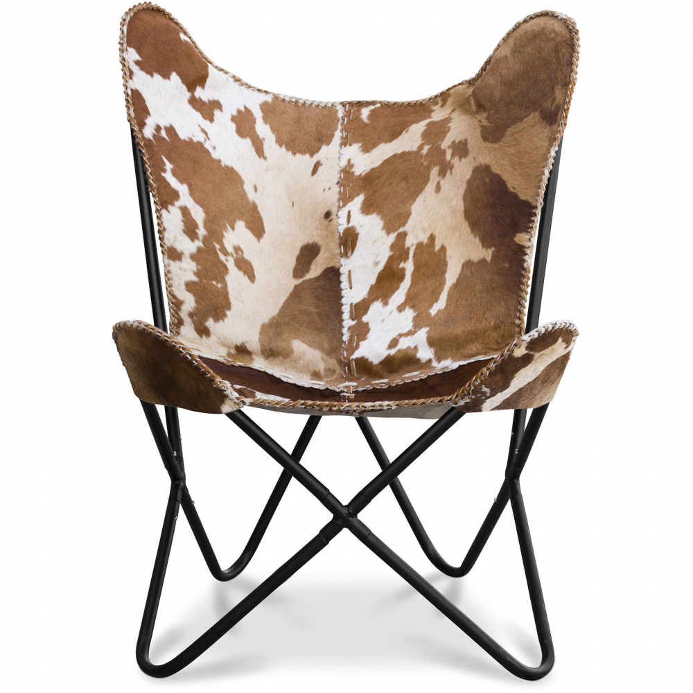  Buy Cow print leather Butterfly chair Brown pony 58893 - in the EU