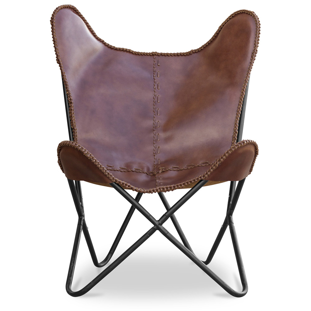  Buy Butterfly chair - brown leather - Cognac  Chocolate 58895 - in the EU