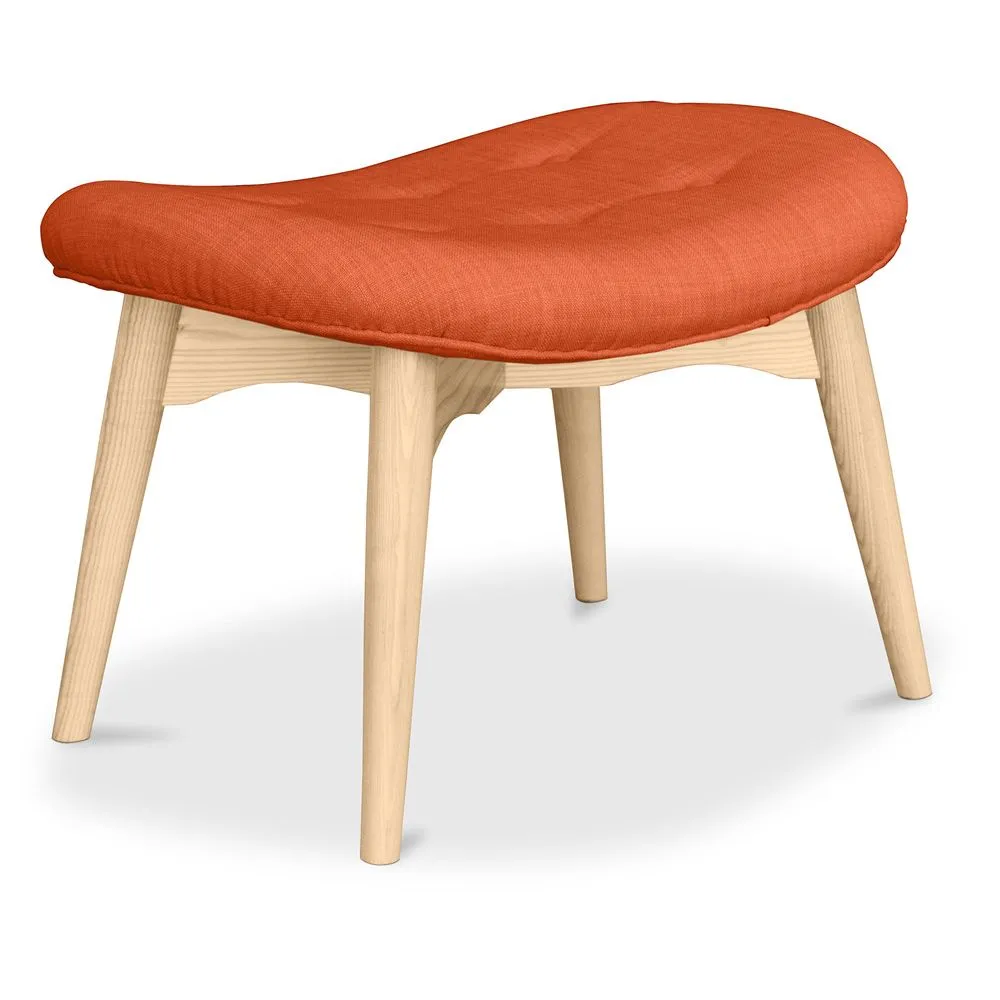 Ottoman upholstered in linen - Scandinavian design - Wood - Kontor image 8