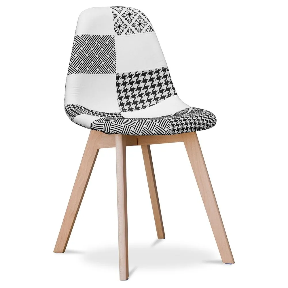 Dining Chair - Upholstered in Black and White Patchwork - Denisse image 8