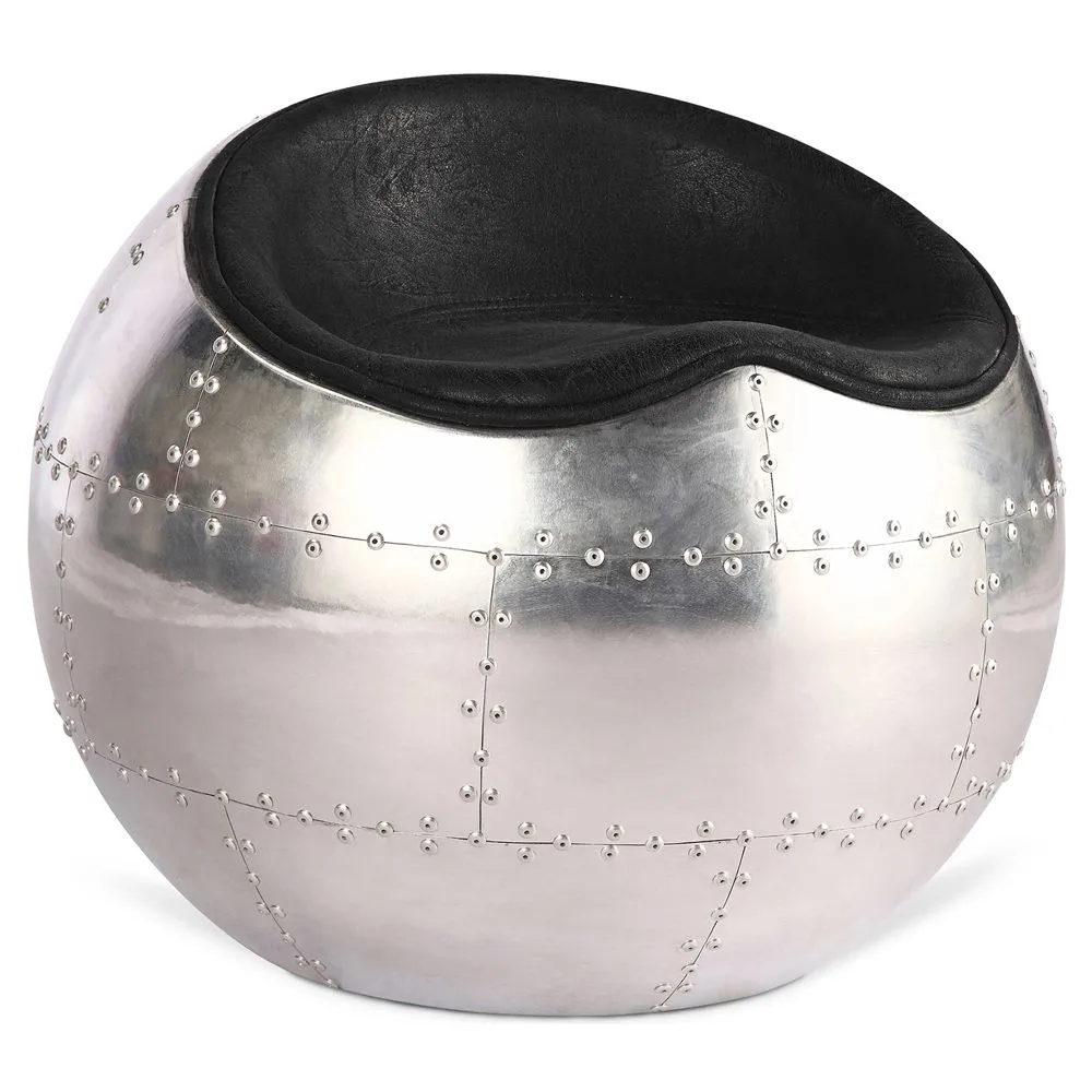 Living Room Chair - Ball Design Chair - Leather and Metal - Circle image 8