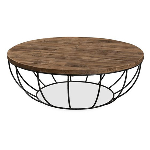  Buy Round Coffee Table - Industrial Design - Wood and Metal - Els Natural wood 59283 - in the EU