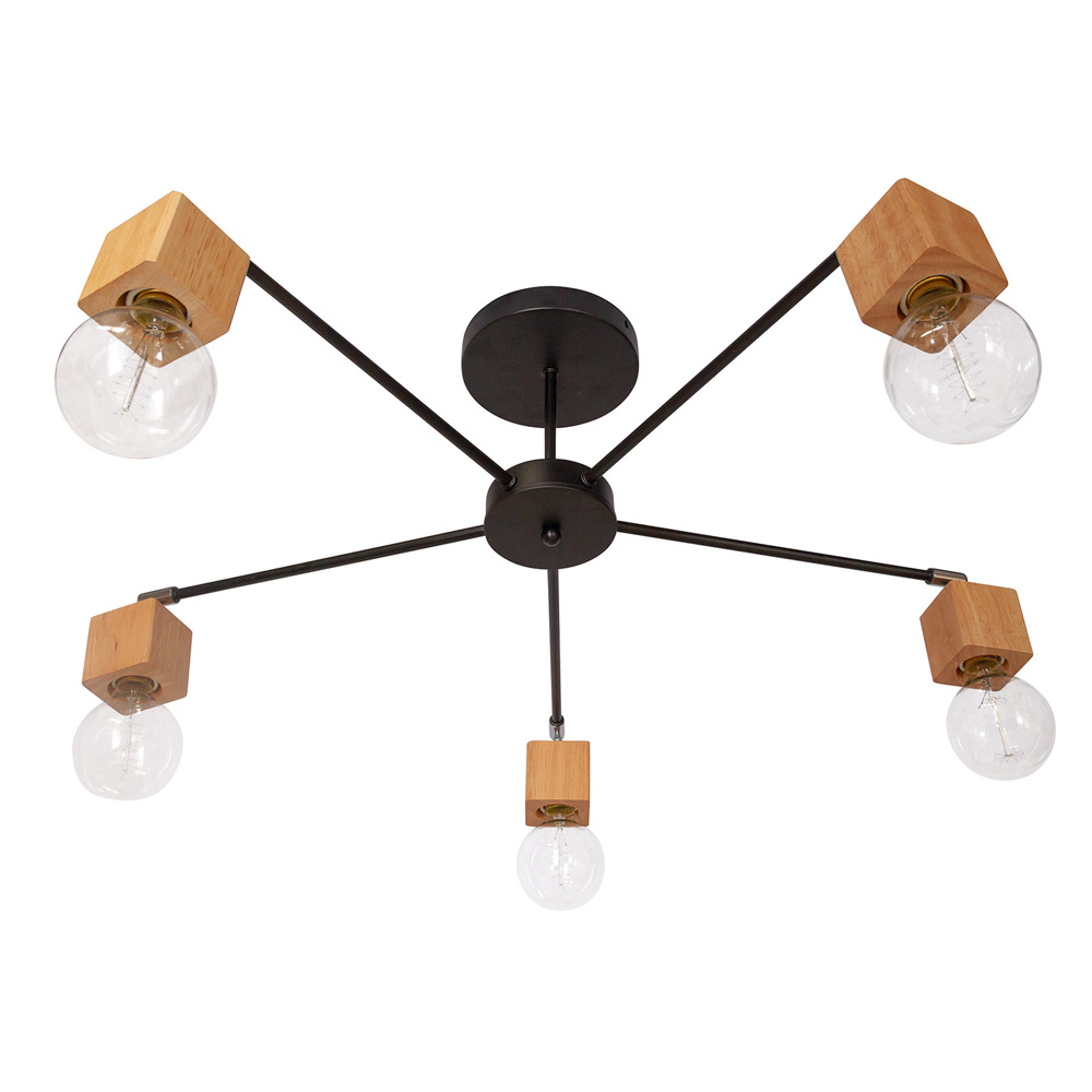  Buy Bellou 5 bulbs ceiling lamp - Wood and metal Black 59296 - in the EU