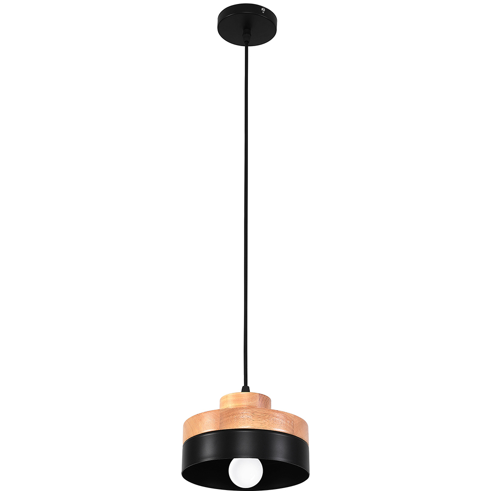  Buy Eigil Scandinavian pendant lamp - Wood and metal Black 59309 - in the EU