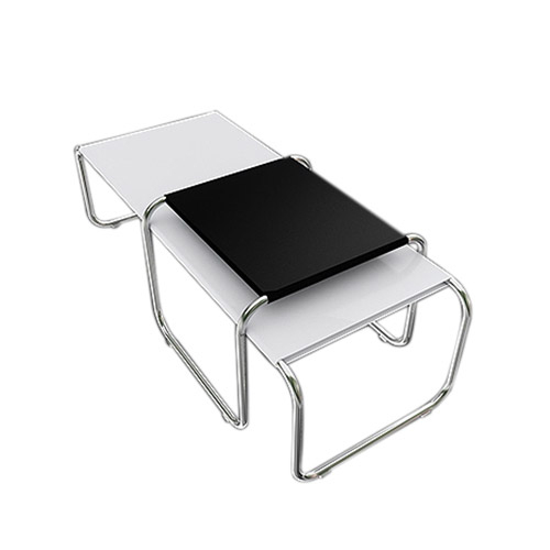  Buy Set of 2 Stackable Coffee Tables - Wood and Steel - Lacky White / Black 13310 - in the EU