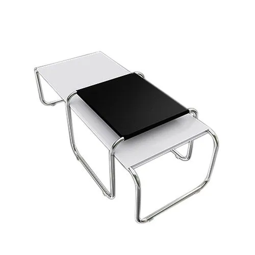 Set of 2 Stackable Coffee Tables - Wood and Steel - Lacky image 8