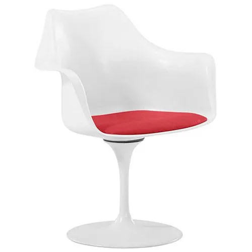 Dining Chair with Armrests - White Swivel Chair -Tulipan image 8