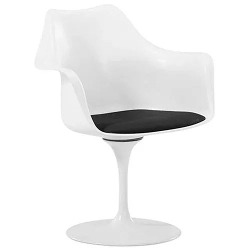Dining Chair with Armrests - White Swivel Chair -Tulipan image 8