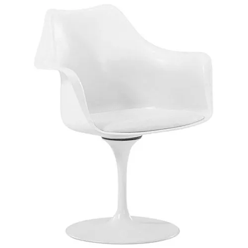 Dining Chair with Armrests - White Swivel Chair -Tulipan image 8