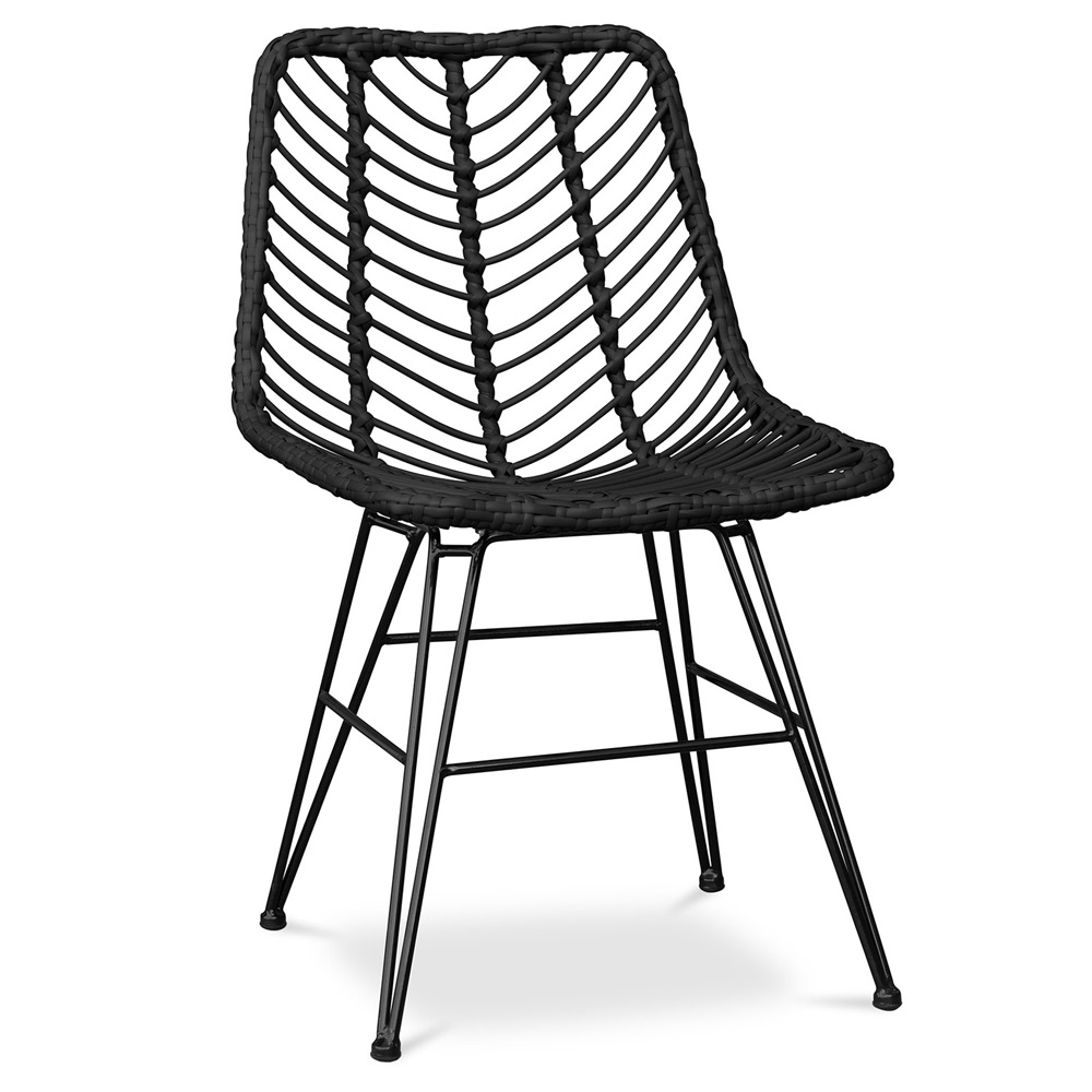  Buy Rattan Dining Chair - Boho Style - Mia Black 59254 - in the EU