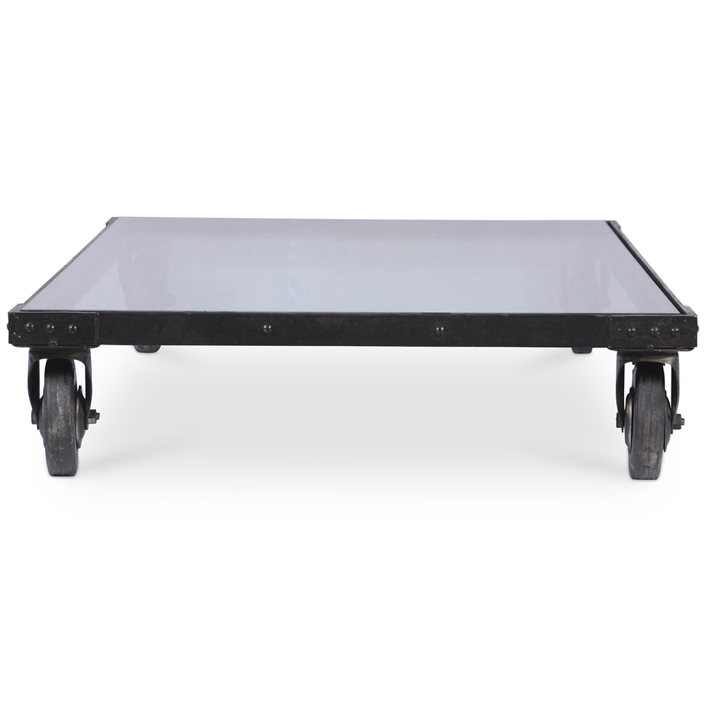 Buy Vintage Industrial Coffee Table Steel And Glass Black 27774 In The Europe Privatefloor