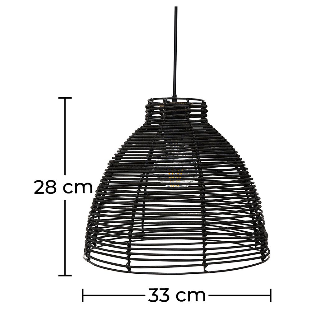 Black rattan outlet light fixture