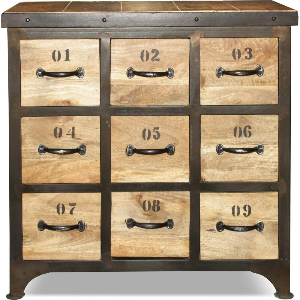 Buy Vintage Industrial Chest Of Drawers Wood 9 Drawers Natural Wood 27792 In The Europe Privatefloor