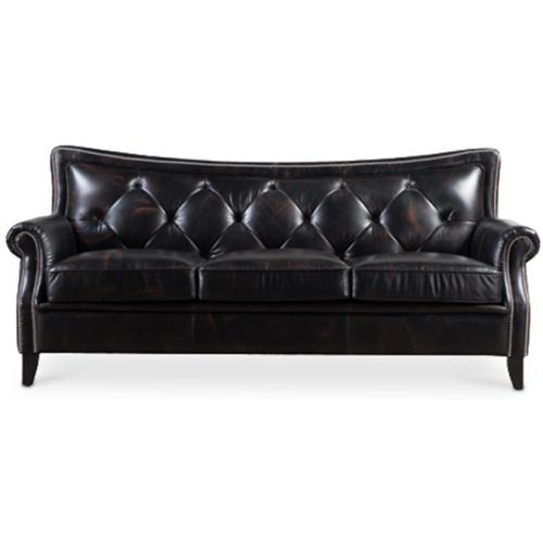 3 Seater Black Leather Sofa 58606, Vintage Black Leather Sofa