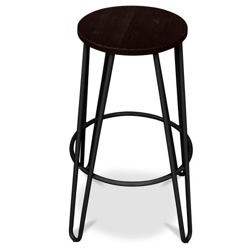 Round Stool Industrial Design Wood Metal 74cm Hairpin