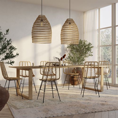 Buy Rattan Dining Chair Boho Style Mia Natural wood 59254 in
