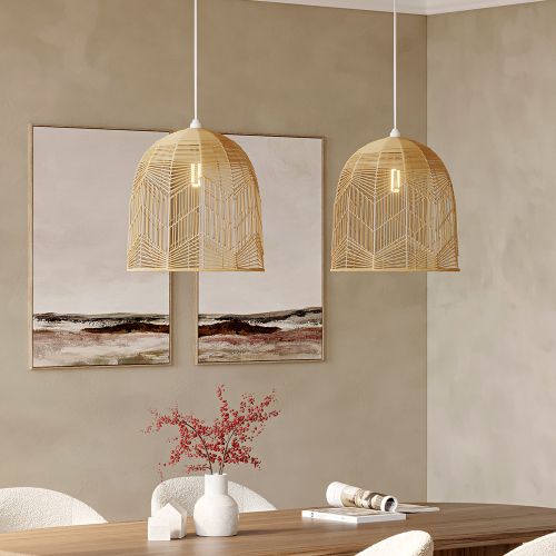 Rattan Ceiling Lamp Boho Bali Design Pendant Lamp Bu