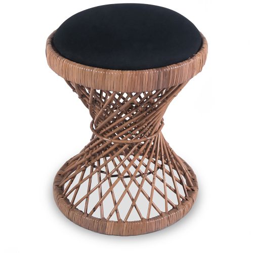 Round Rattan Stool Boho Bali Style Small Heley