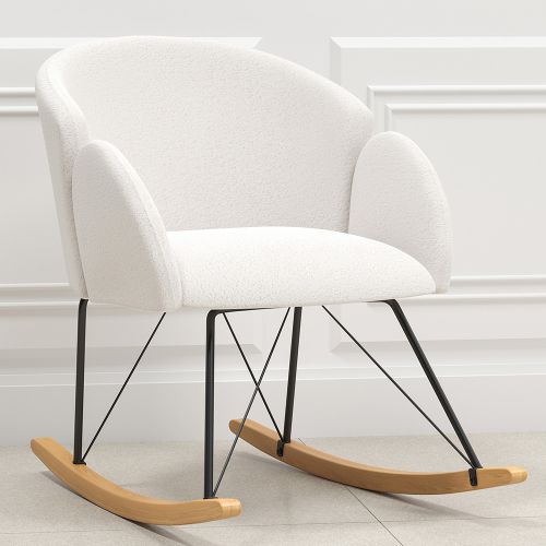 White upholstered rocking chair deals