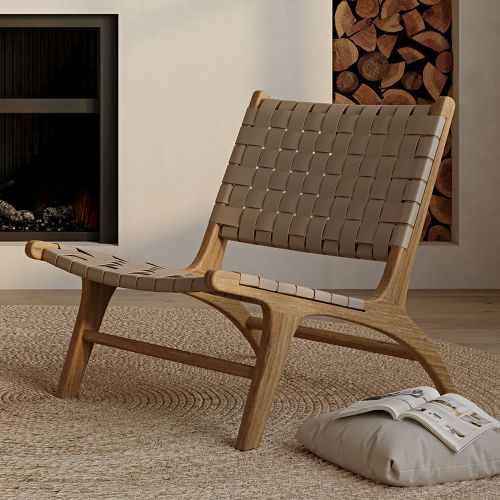 Wisteria woven leather chair deals