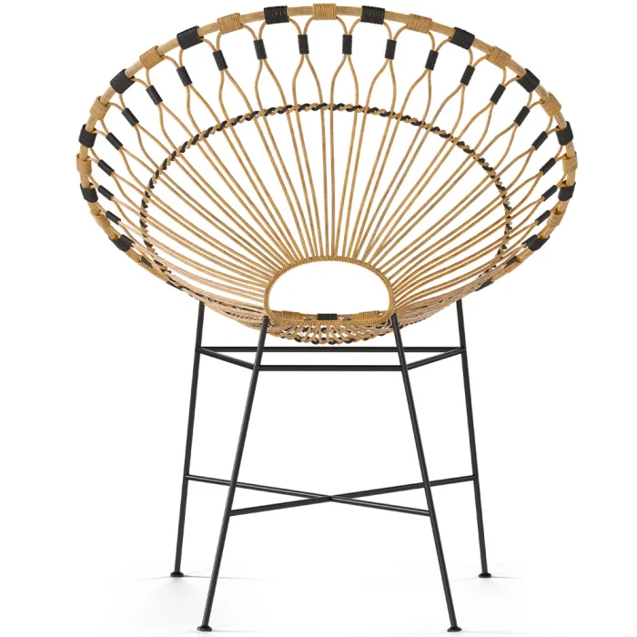 Round Synthetic Rattan Outdoor Chair Boho Bali Design Elsa