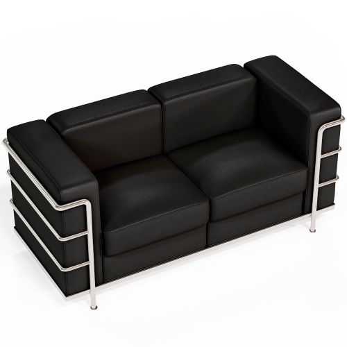 Buy 2 Seater Sofa Upholstered in Vegan Leather Lecur Black