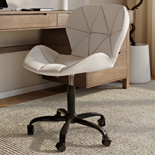 Office Chair with Wheels Swivel Desk Chair Upholstered in Faux Leather Black Wito Frame