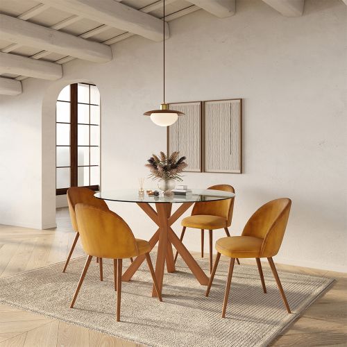 Round Dining Table 120CM Glass Tauwa