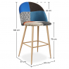 Buy Patchwork Upholstered Bar Stool Scandinavian Design with Metal Legs - Evelyne Pixi Multicolour 59946 home delivery