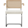 Dining Chair with Armrests - Upholstered in Bouclé Fabric - Wood and Rattan - Birey image 7