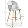Patchwork Upholstered Stool - Scandinavian Style - 66cm -  Black and White - Evelyne image 7