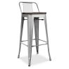 Industrial Design Bar Stool with Backrest - Wood & Steel - 76cm - Stylix image 7