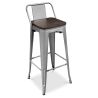 Industrial Design Bar Stool with Backrest - Wood & Steel - 76cm - Stylix image 7